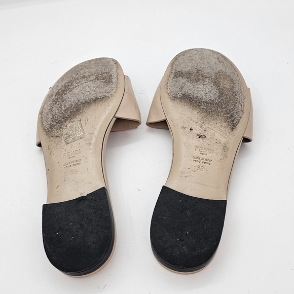 Fendi Baguette FF Leather Sandals Tan Size 39 (US 8.5) - Picture 6 of 15